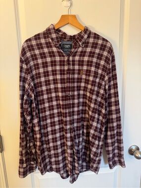 Chaps bundle of 2 Men's Maroon and White & maroon Plaid Button-Down Shirts